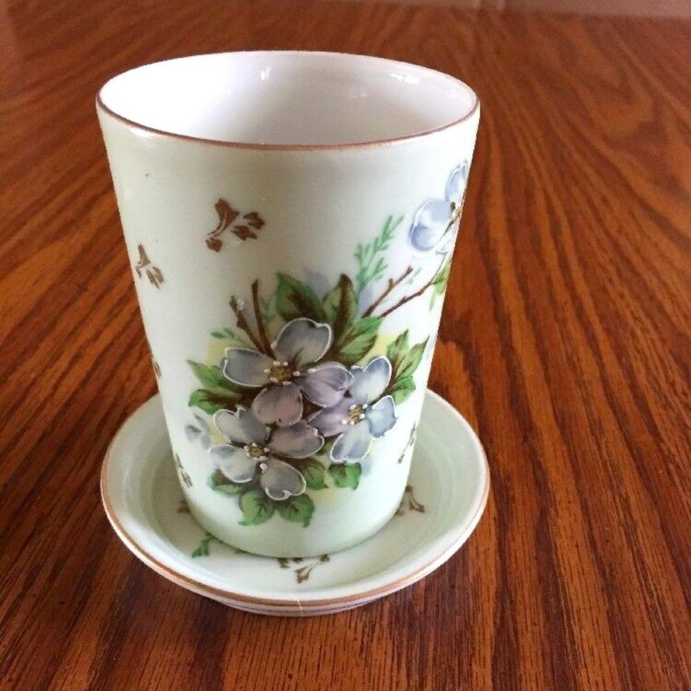 Vintage Andrea‎ Collection by Sadek Cup Saucer Hand painted Dogwood Floral Japan